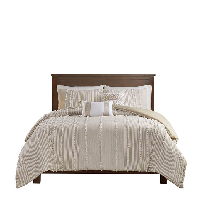 3 Piece Cotton Yarn Dyed Duvet Cover Set - Taupe