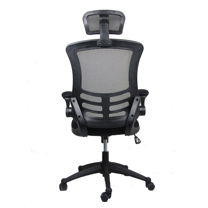 Techni Mobili Modern High Back Mesh Executive Office Chair With Headrest And Flip Up Arms, Black