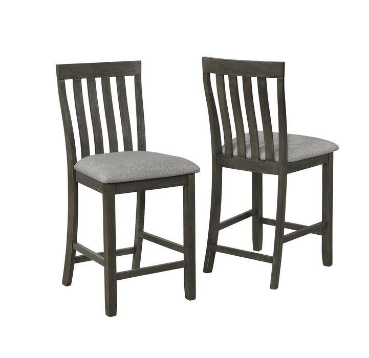 Relaxed Vintage Counter Height Chair With Upholstered Seat Dining Chairs (Set of 2) Wooden Dining Room Furniture Gray