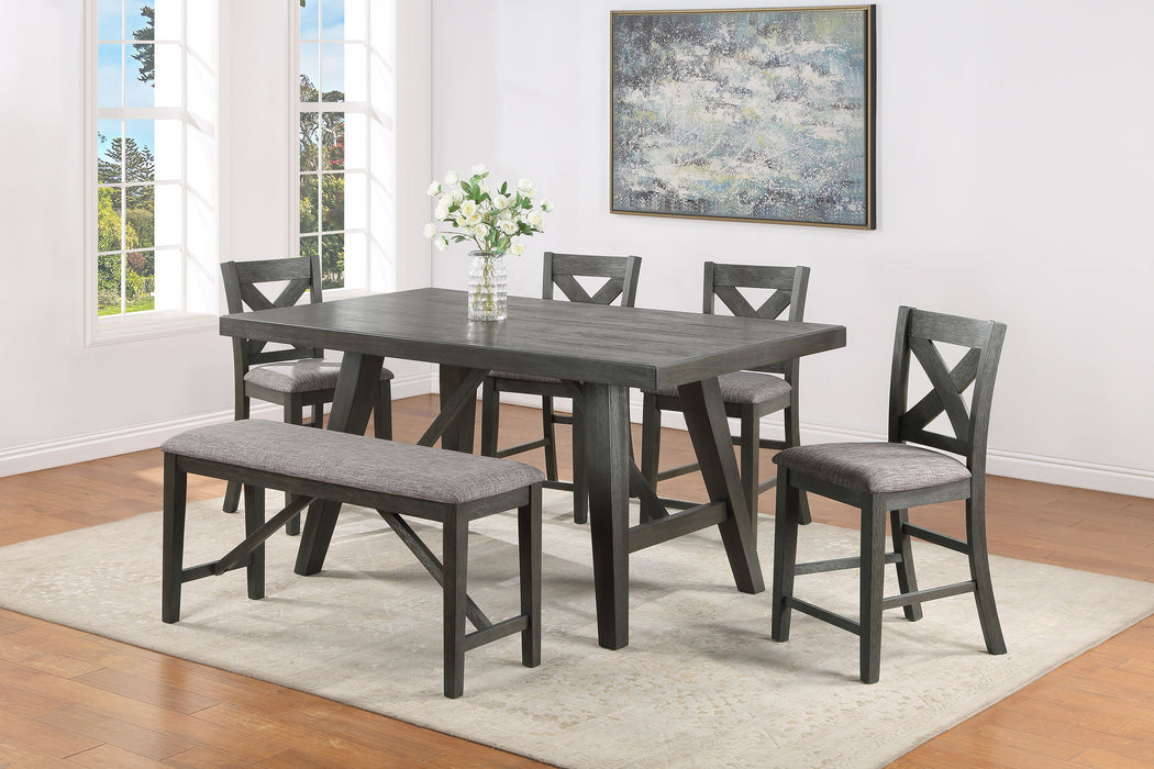1 Piece Transitional Farmhouse Charm Counter Height Rectangular Dining Table Dark Finish Wooden Solid Wood Dining Room Furniture Gray