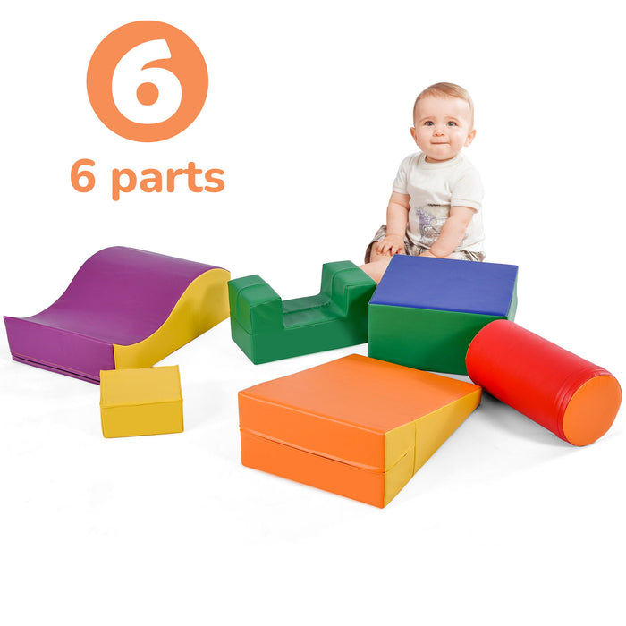 Colorful Soft Climb And Crawl Foam Playset 6 In 1, Soft Play Equipment Climb And Crawl Playground For Kids, Kids Crawling And Climbing Indoor Active Play Structure - Colorful