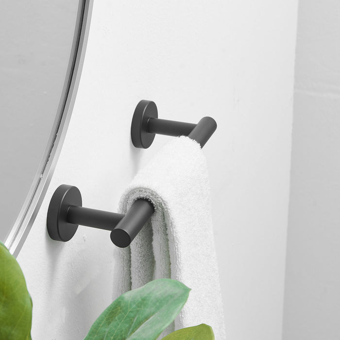 Single Post Wall Mounted Towel Bar Toilet Paper Holder In Matte Black