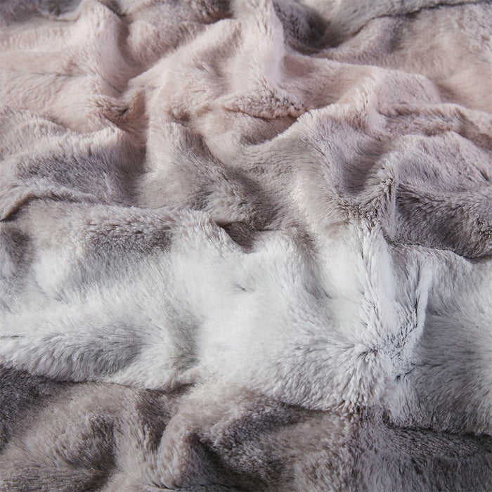 Oversized Faux Fur Throw - Grey
