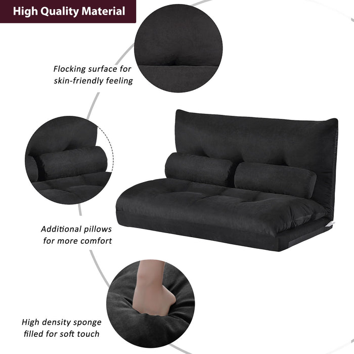 Orisfur. Lazy Sofa, Adjustable Folding Futon Sofa Video Gaming Sofa With Two Pillows