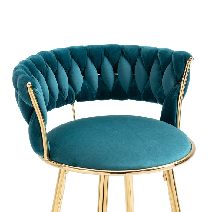 Coolmore Bar Stools With Back And Footrest Counter Height Bar Chairs - Teal
