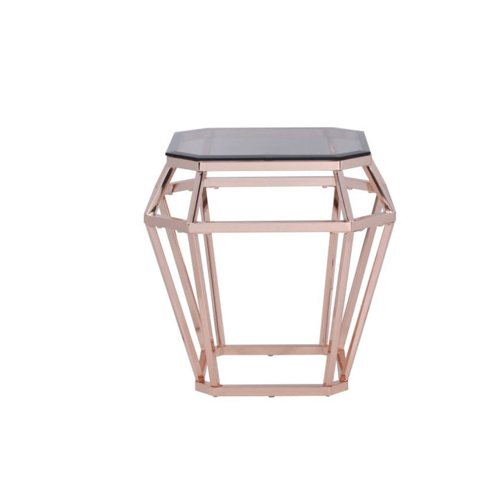 Clifton - End Table - Rose Gold & Smoky Glass Unique Piece Furniture