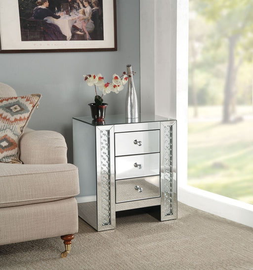 Nysa - Accent Table - Mirrored & Faux Crystals - Glass Unique Piece Furniture