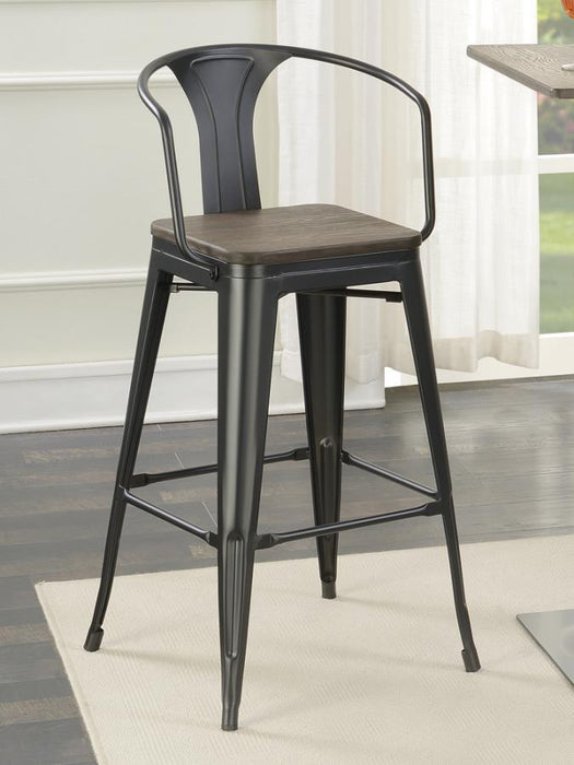 Cavalier - Wooden Seat Bar Stools (Set of 2) - Dark Elm And Matte Black Unique Piece Furniture
