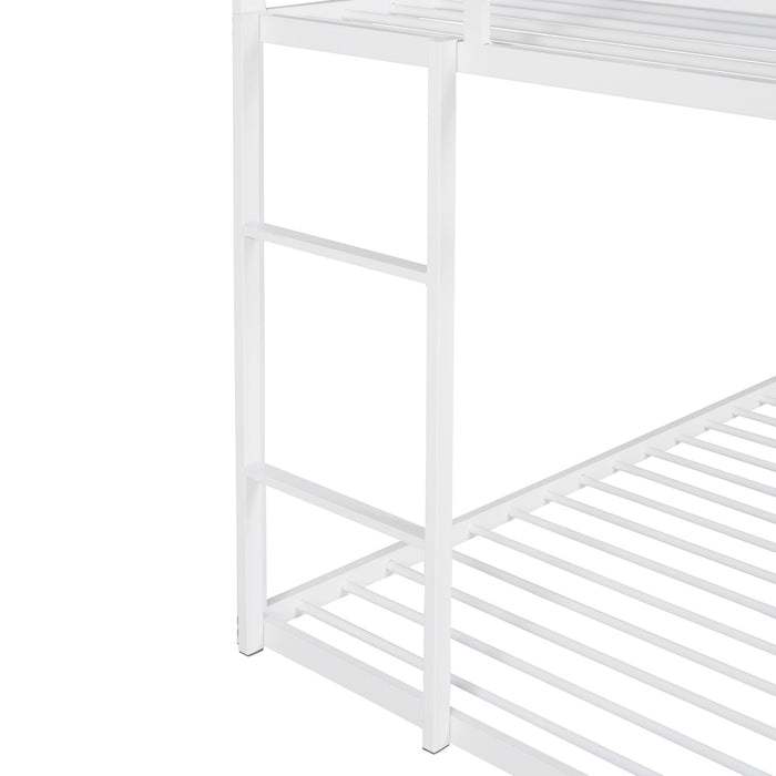 Bunk Beds For Kids Twin Over Twin, House Bunk Bed Metal Bed Frame Built In Ladder, No Box Spring Needed White