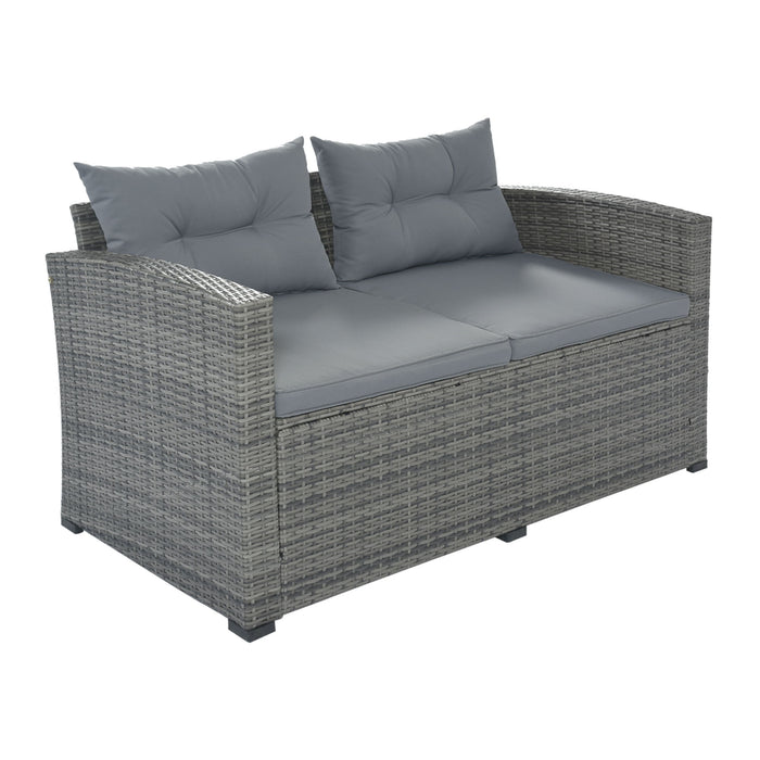 9 Piece Outdoor Patio Large Rattan Sofa Set With Gray