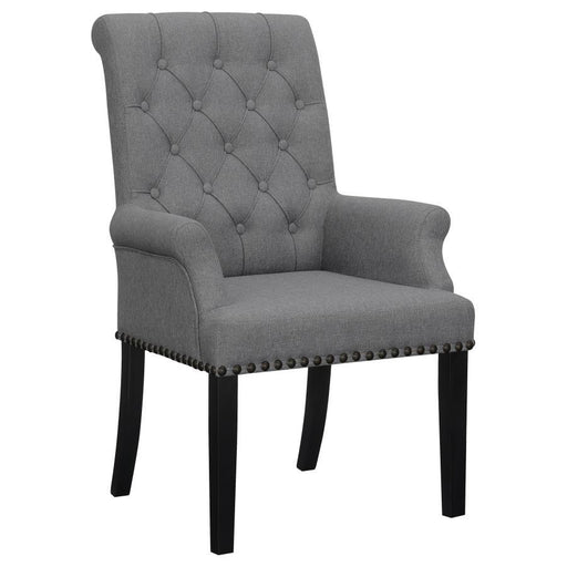 Alana - Upholstered Tufted Arm Chair With Nailhead Trim - Gray / Rustic Espresso Unique Piece Furniture