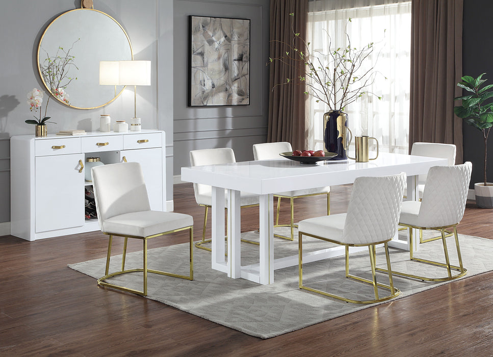 Acme PaXLey Dining Table, White High Gloss Finish