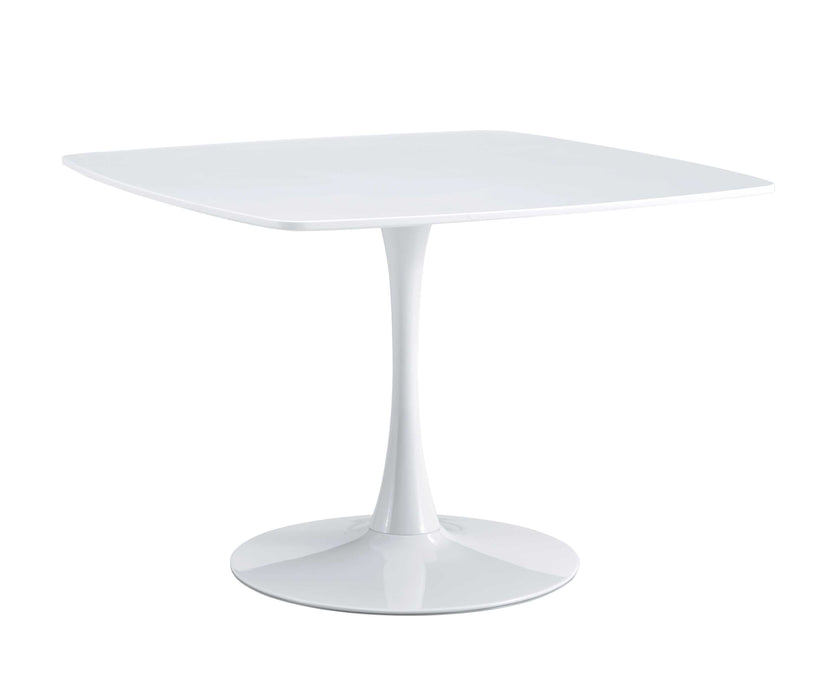 42.1" White Table Mid-Century Dining Table For 4 - 6 People With Round MDF Table Top, Pedestal Dining Table, End Table Leisure Coffee Table