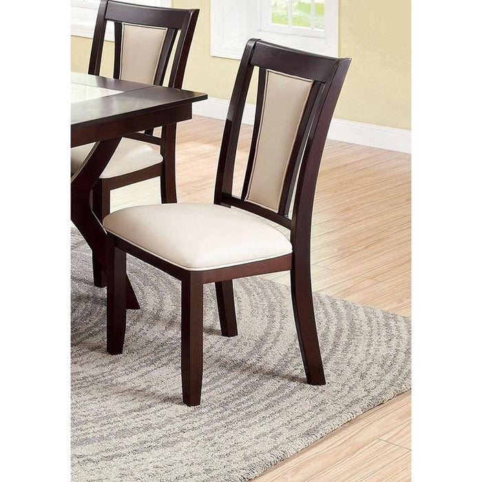 Contemporary (Set of 2) Side Chairs Dark Cherry And Ivory Solid Wood Chair Padded Leatherette Upholstered Seat Kitchen Dining Room Furniture