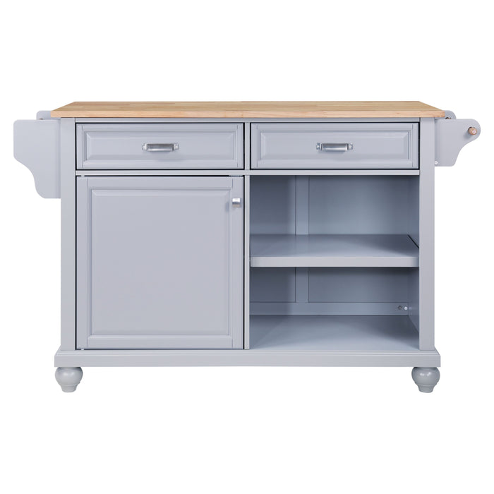Cambridge Natural Wood Top Kitchen Island With Storage - Gray