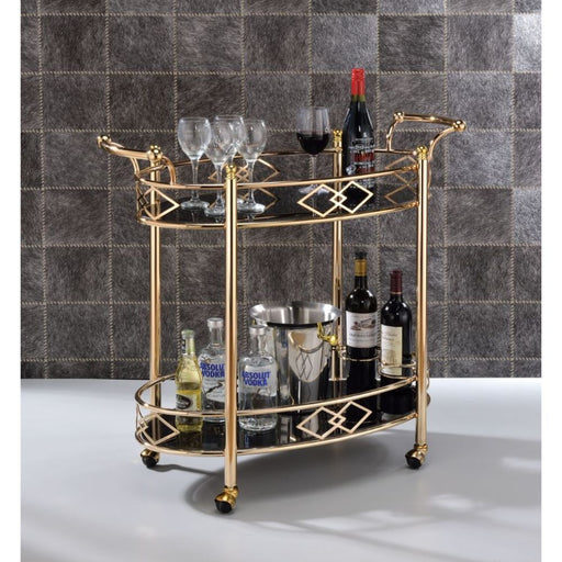 Ottesen - Serving Cart - Gold & Black Glass Unique Piece Furniture
