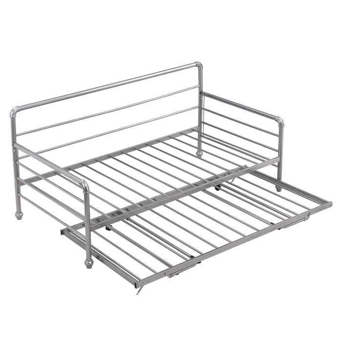 Twin Size Daybed With Adjustable Trundle, Pop Up Trundle In Silver