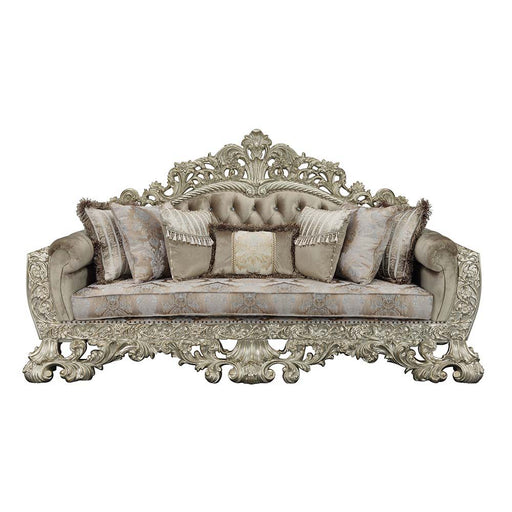 Sorina - Sofa - Velvet, Fabric & Antique Gold Finish Unique Piece Furniture