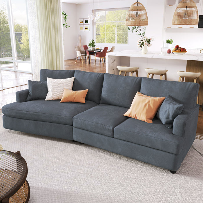 U_Style 3 Seat Streamlined Sofa With Removable Back And Seat Cushions And 2 Pillows, For Living Room, Office