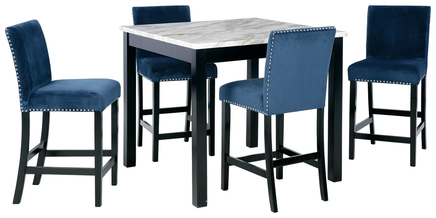 Cranderlyn - Black / Gray / Blue - Square Counter Tbl Set (Set of 5) Unique Piece Furniture