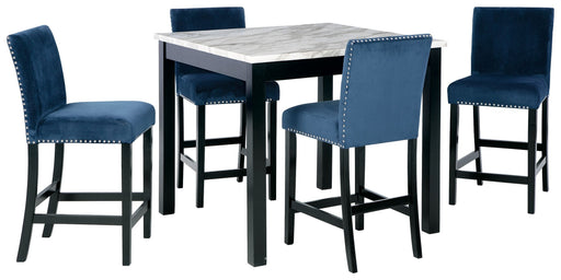Cranderlyn - Black / Gray / Blue - Square Counter Tbl Set (Set of 5) Unique Piece Furniture