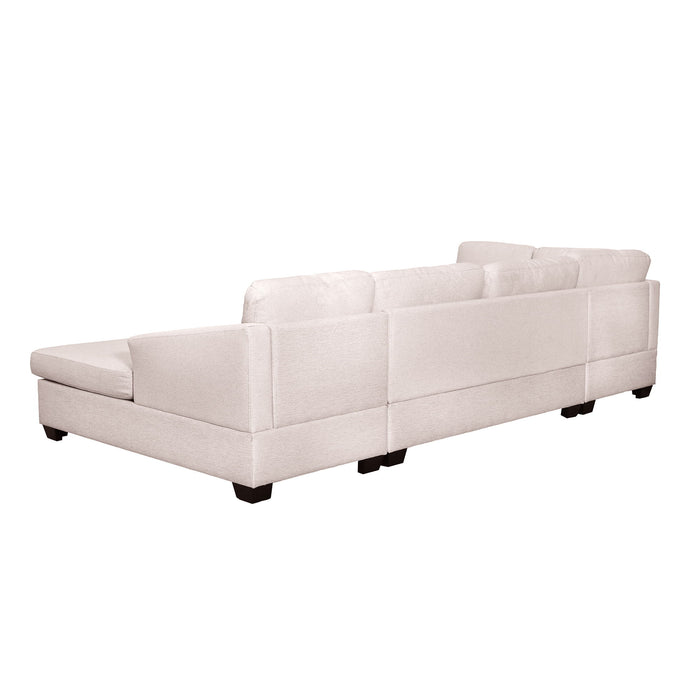 Ustyle Modern Large U-Shape Sectional Sofa, Double Extra Wide Chaise Lounge Couch, Beige
