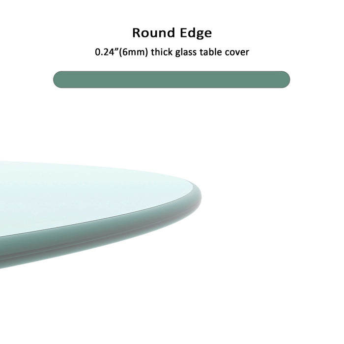 24" Round Tempered Glass Table Top Clear Glass 1 / 4" Thick Round Polished Edge