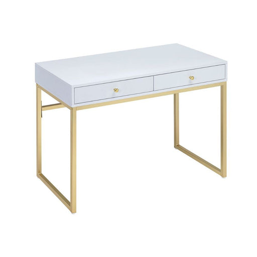 Coleen - Desk - White & Brass Unique Piece Furniture