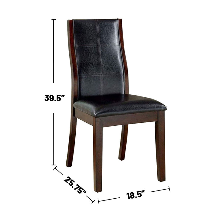 (Set of 2) Espresso Leatherette Dining Chairs In Brown Cherry Finish