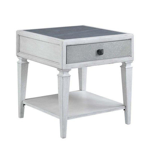 Katia - End Table - Rustic Gray & Weathered White Finish Unique Piece Furniture