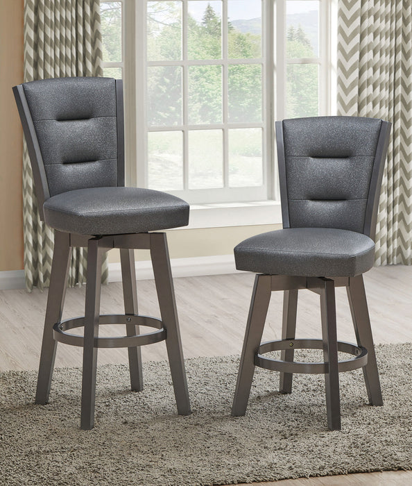 29" Seat Height Glitter Gray Faux Leather Bar Chairs (Set of 2)