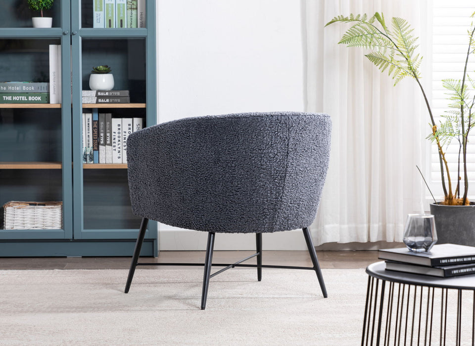 Modern Style 1 Piece Accent Chair Grey Sheep Wool - Like Fabric Covered Metal Legs Stylish Living Room Furniture