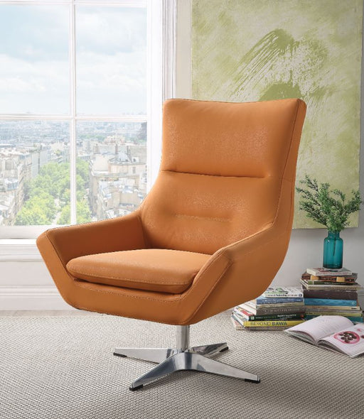 Eudora - Accent Chair - Orange Leather-Gel Unique Piece Furniture