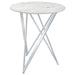 Bexter - Faux Marble Round Top Bar Table - White And Chrome Unique Piece Furniture