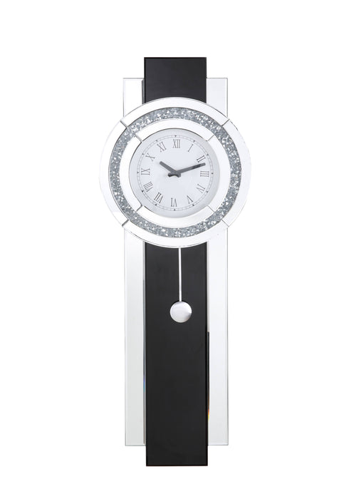 Acme Noralie Wall Clock Black, Mirrored & Faux Diamonds