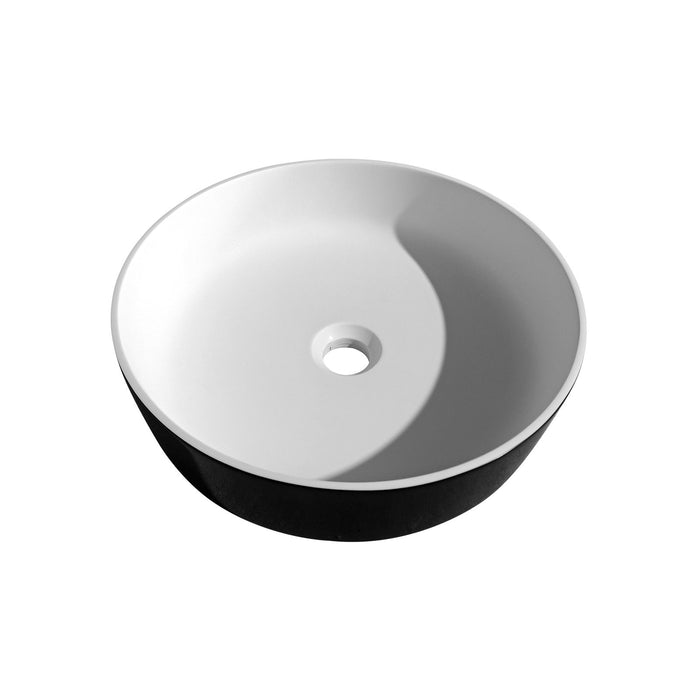 Solid Surface Basin With Chromium Drain - White / Black