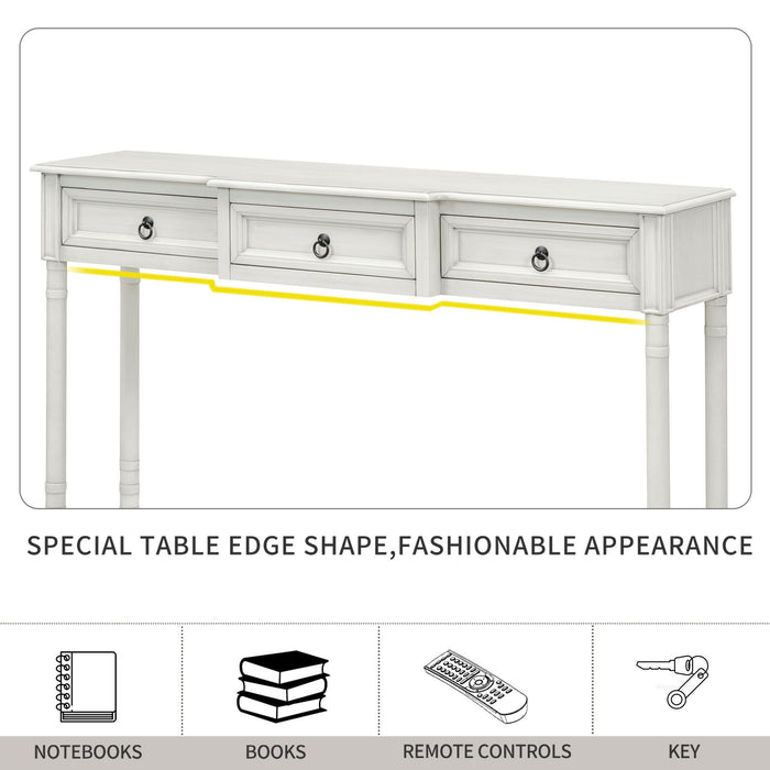 Trexm Console Table Sofa Table With Drawers For Entryway With Projecting Drawers And Long Shelf - Antique White
