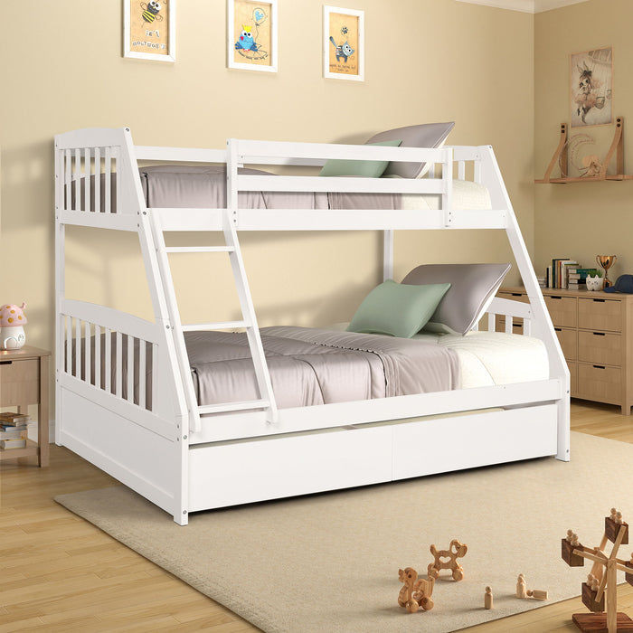 Top max Solid Wood Twin Over Full Bunk Bed With Two Storage Drawers, White