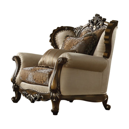 Latisha - Chair - Tan, Pattern Fabric & Antique Oak Unique Piece Furniture