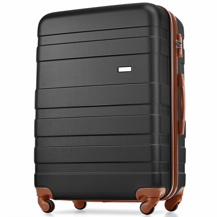 Luggage Sets New Model Expandable Abs Hardshell 3 Pieces Clearance Luggage Hardside Lightweight Durable Suitcase Sets Spinner Wheels Suitcase With Tsa Lock 20''24''28'' - Black And Brown