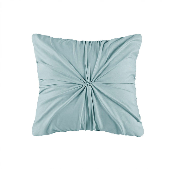 4 Piece Seersucker Quilt Set With Throw Pillow - Aqua
