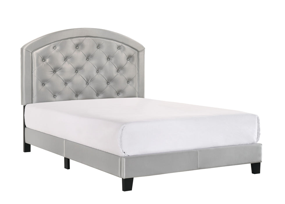 Full Upholstered Platform Bed With Adjustable Headboard 1 Piece Full Size Bed Silver Fabric