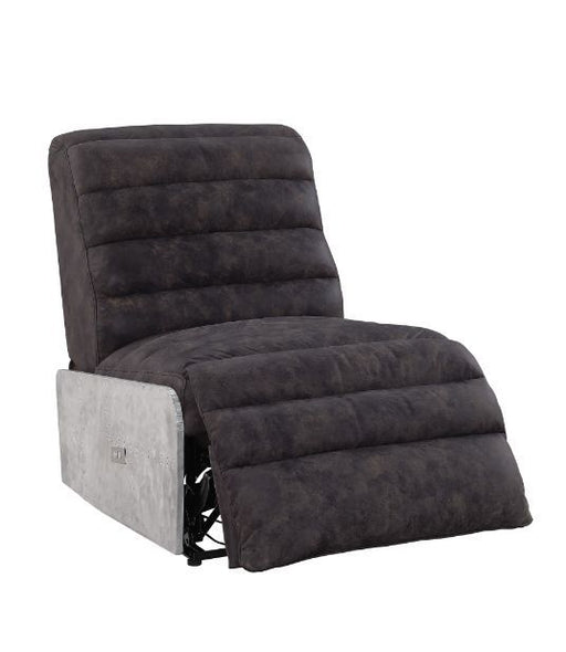 Okzuil - Recliner - 2-Tone Gray Top Grain Leather & Aluminum Unique Piece Furniture