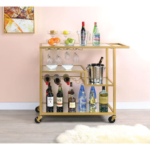 Adamsen - Serving Cart - Champagne & Mirror Unique Piece Furniture
