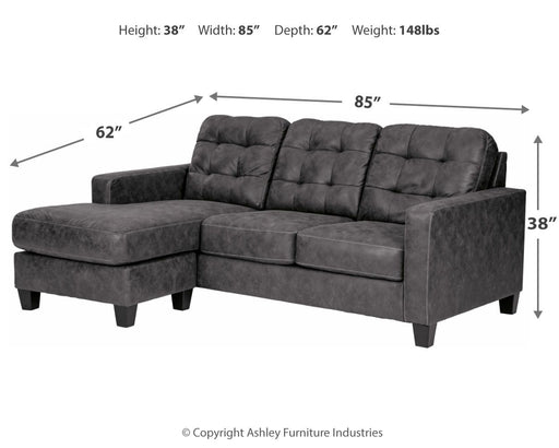 Venaldi - Gunmetal - Sofa Chaise Unique Piece Furniture