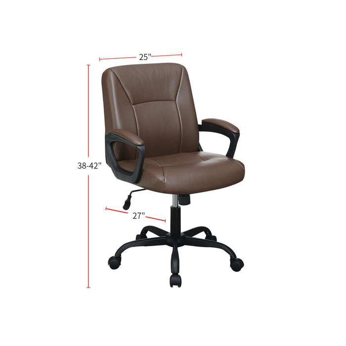 Adjustable Height Office Chair With Padded Armrests, Brown
