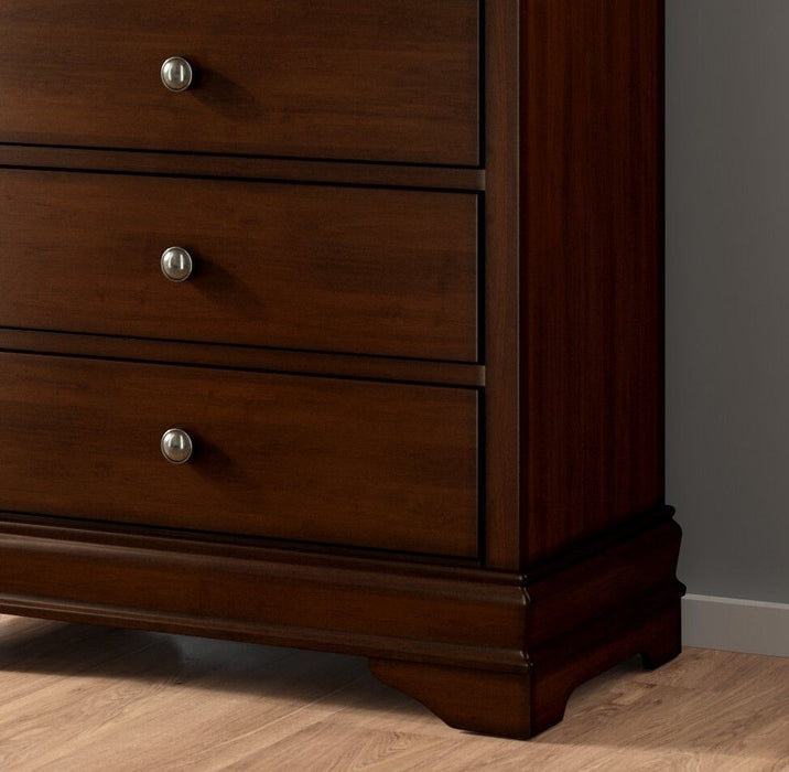 Louis Philippe Style 1 Piece Chest Of Drawers Brown Cherry Finish Okume Veneer Bedroom Furniture