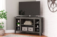 Arlenbry - Gray - Corner TV Stand With Glass/Stone Fireplace Insert Unique Piece Furniture