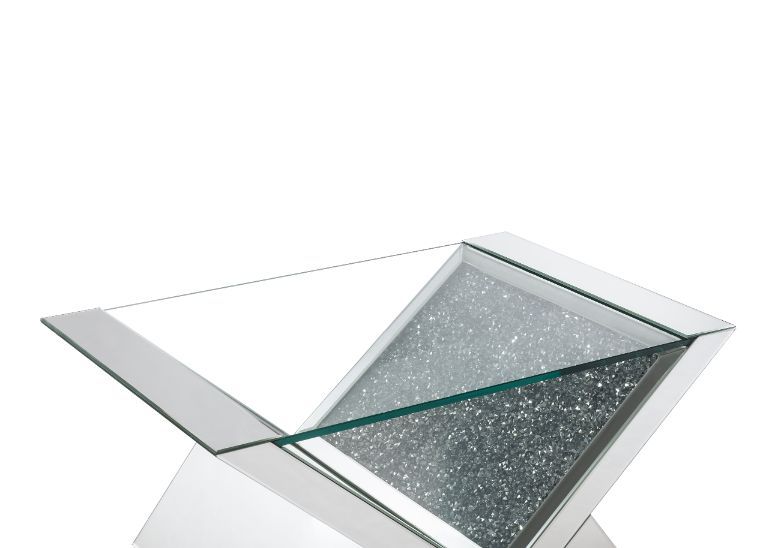 Noralie - Coffee Table - Clear Glass, Mirrored & Faux Diamonds Unique Piece Furniture