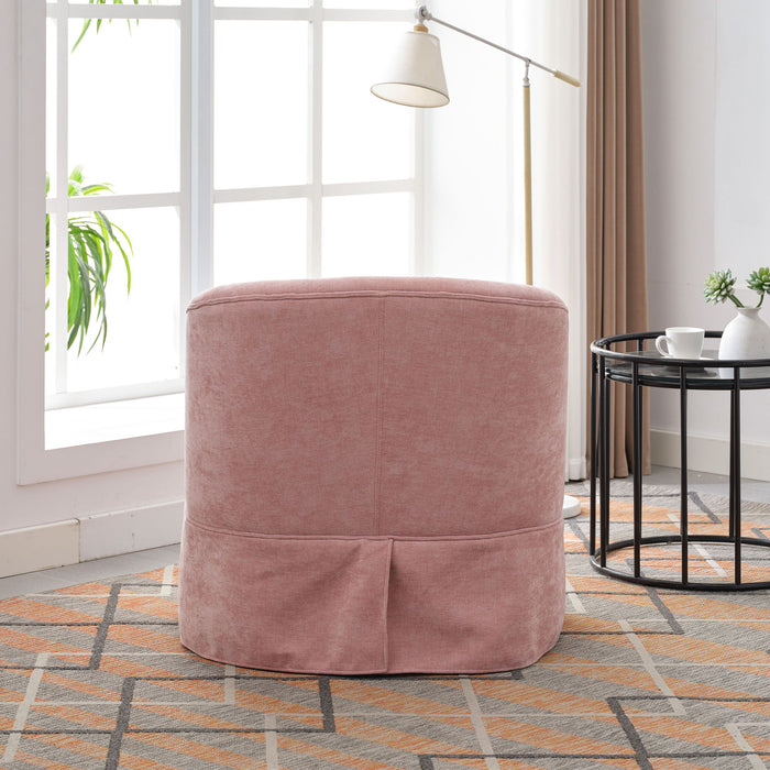 360 Degree Swivel Accent Armchair Linen Blend Pink